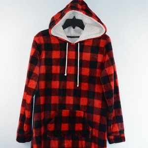 Muk Luks Womens Plush Pajama Dress Size Large Red Black Plaid Sleepwear Holidays